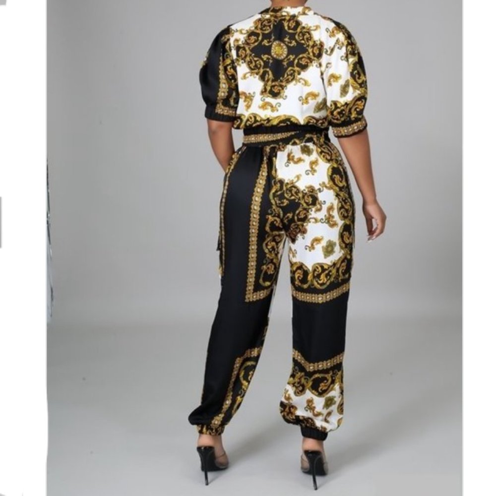Multi-Print Crop Jacket & Pant Set - Picture 3 of 3